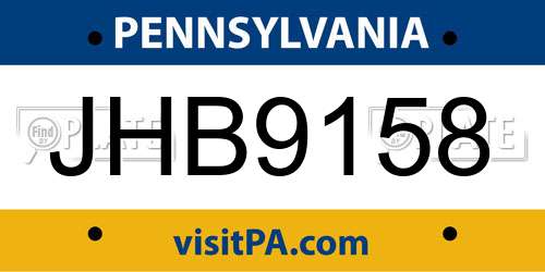 JHB9158 Pennsylvania License Plate
