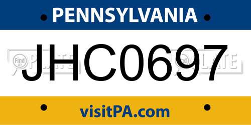 JHC0697 Pennsylvania License Plate