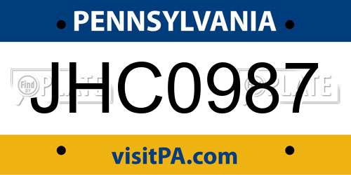JHC0987 Pennsylvania License Plate