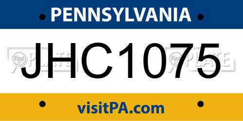 JHC1075 Pennsylvania License Plate