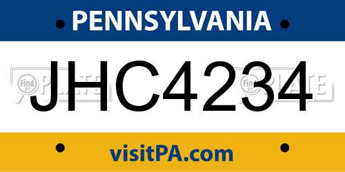 JHC4234 Pennsylvania License Plate