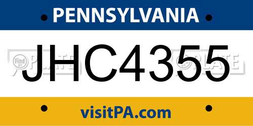 JHC4355 Pennsylvania License Plate