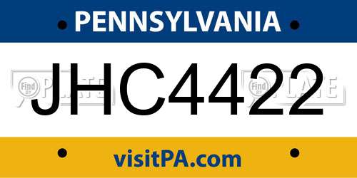 JHC4422 Pennsylvania License Plate