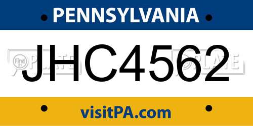JHC4562 Pennsylvania License Plate