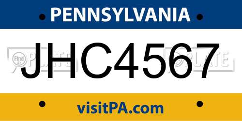 JHC4567 Pennsylvania License Plate