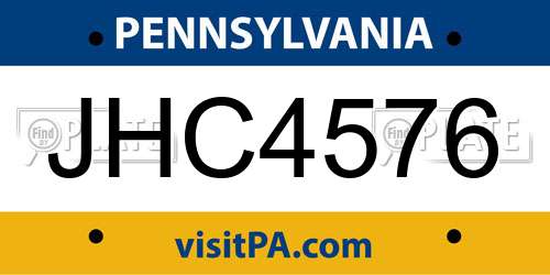 JHC4576 Pennsylvania License Plate