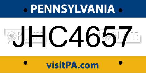 JHC4657 Pennsylvania License Plate
