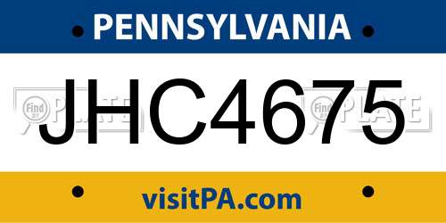 JHC4675 Pennsylvania License Plate