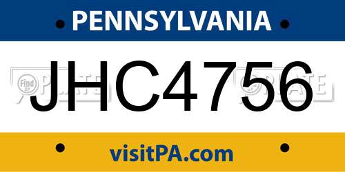 JHC4756 Pennsylvania License Plate