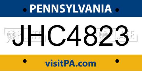 JHC4823 Pennsylvania License Plate