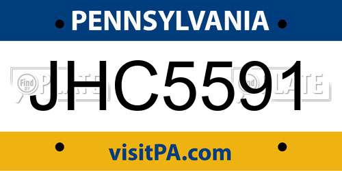 JHC5591 Pennsylvania License Plate