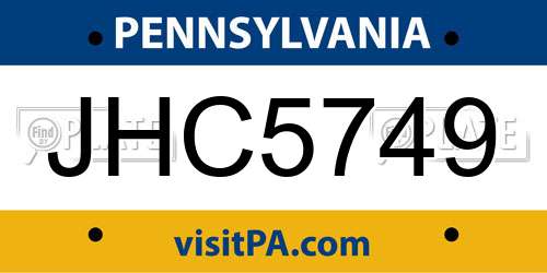 JHC5749 Pennsylvania License Plate