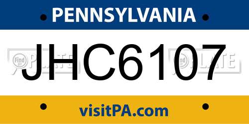 JHC6107 Pennsylvania License Plate