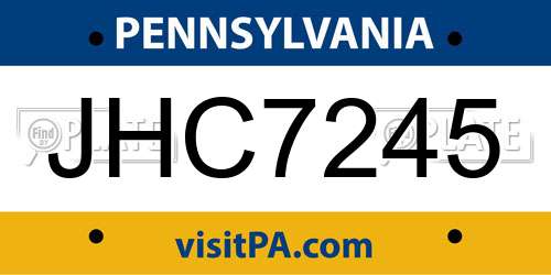 JHC7245 Pennsylvania License Plate