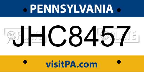 JHC8457 Pennsylvania License Plate