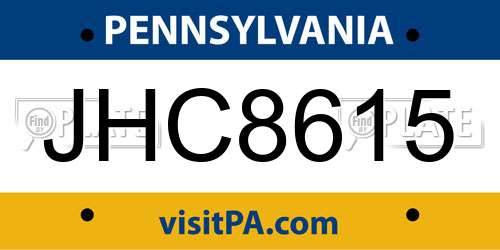 JHC8615 Pennsylvania License Plate