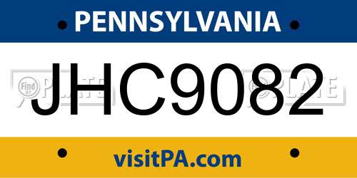 JHC9082 Pennsylvania License Plate
