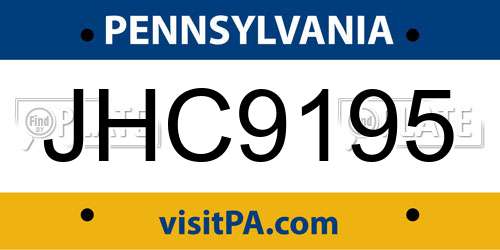 JHC9195 Pennsylvania License Plate