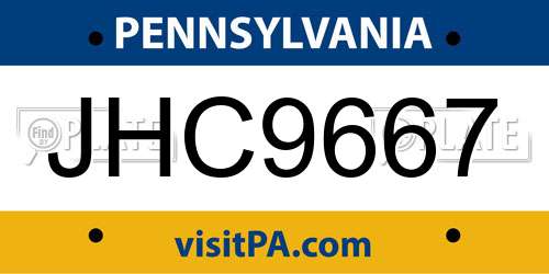 JHC9667 Pennsylvania License Plate