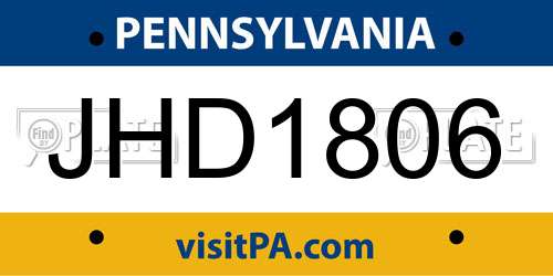 JHD1806 Pennsylvania License Plate