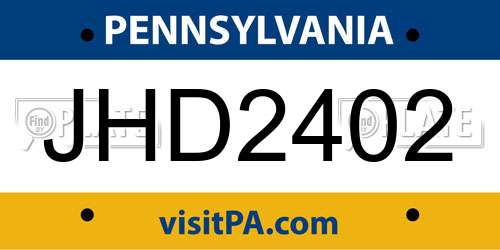 JHD2402 Pennsylvania License Plate