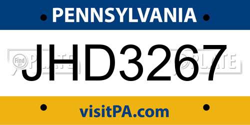 JHD3267 Pennsylvania License Plate
