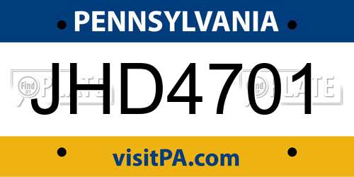 JHD4701 Pennsylvania License Plate