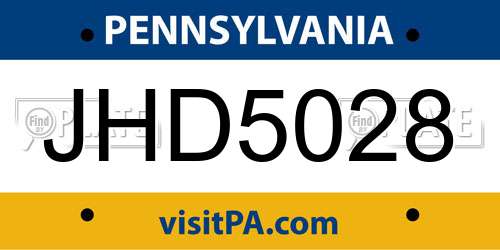 JHD5028 Pennsylvania License Plate
