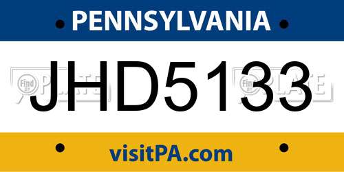 JHD5133 Pennsylvania License Plate