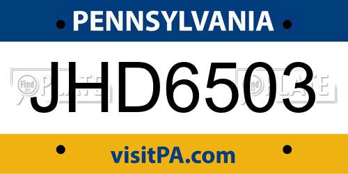 JHD6503 Pennsylvania License Plate