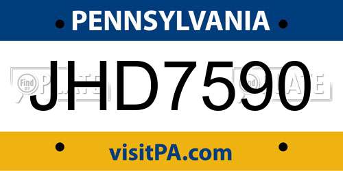 JHD7590 Pennsylvania License Plate