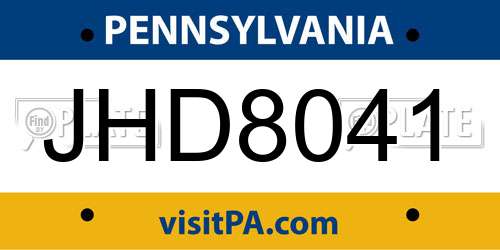JHD8041 Pennsylvania License Plate