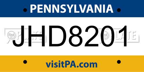 JHD8201 Pennsylvania License Plate