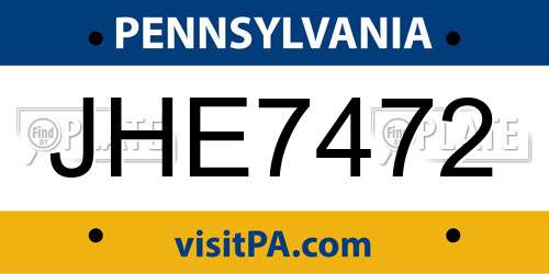 JHE7472 Pennsylvania License Plate