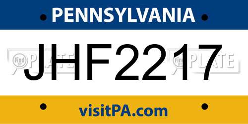JHF2217 Pennsylvania License Plate