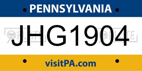 JHG1904 Pennsylvania License Plate