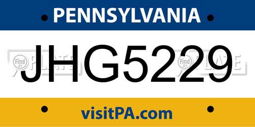 JHG5229 Pennsylvania License Plate