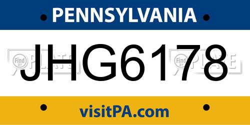 JHG6178 Pennsylvania License Plate