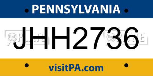 JHH2736 Pennsylvania License Plate