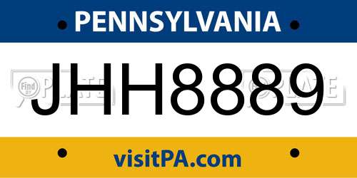 JHH8889 Pennsylvania License Plate