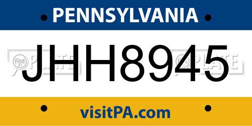 JHH8945 Pennsylvania License Plate