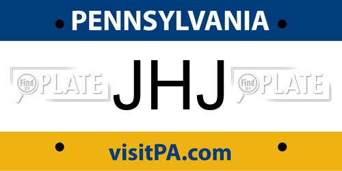 JHJ Pennsylvania License Plate