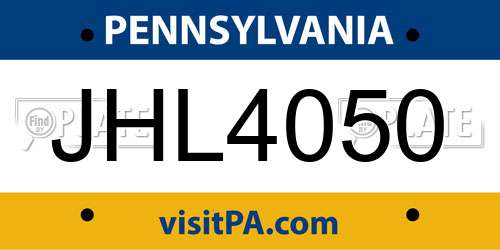 JHL4050 Pennsylvania License Plate