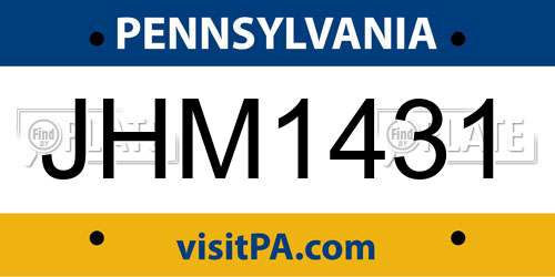 JHM1431 Pennsylvania License Plate