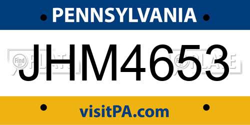 JHM4653 Pennsylvania License Plate