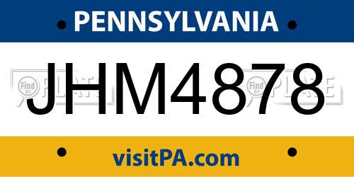 JHM4878 Pennsylvania License Plate