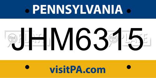JHM6315 Pennsylvania License Plate