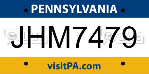 JHM7479 Pennsylvania License Plate