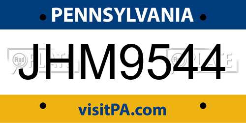 JHM9544 Pennsylvania License Plate