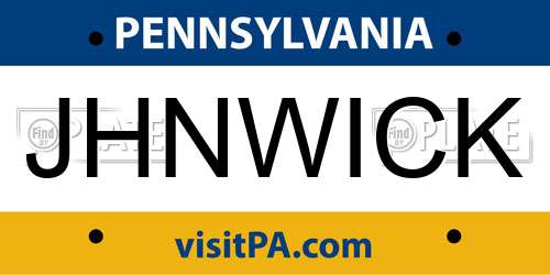 JHNWICK Pennsylvania License Plate